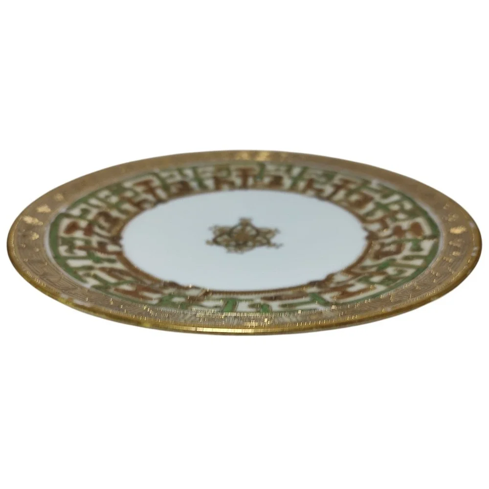 Antique Nippon Beaded Plate Luncheon Salad Hand Painted Heavy‎ Gold Trim SEE